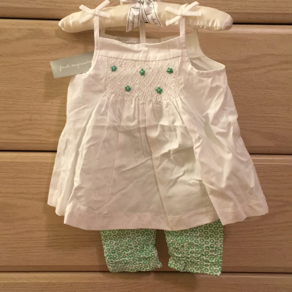White and green tank top and leggings set